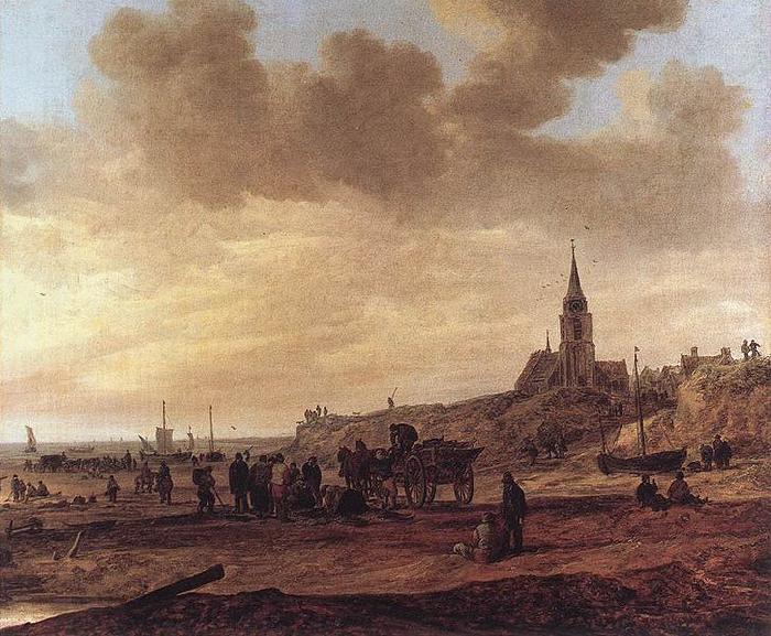 Jan van Goyen Beach at Scheveningen oil painting picture